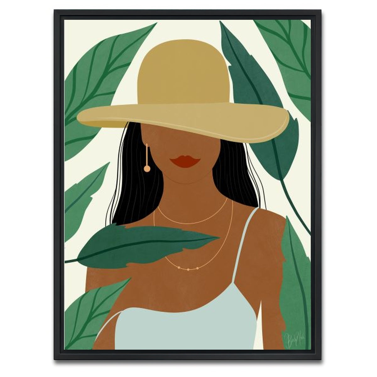 AUTO-MOCKUP WHITE | Tropical Girl | 1 Piece | Black Framed Canvas | group=3x4