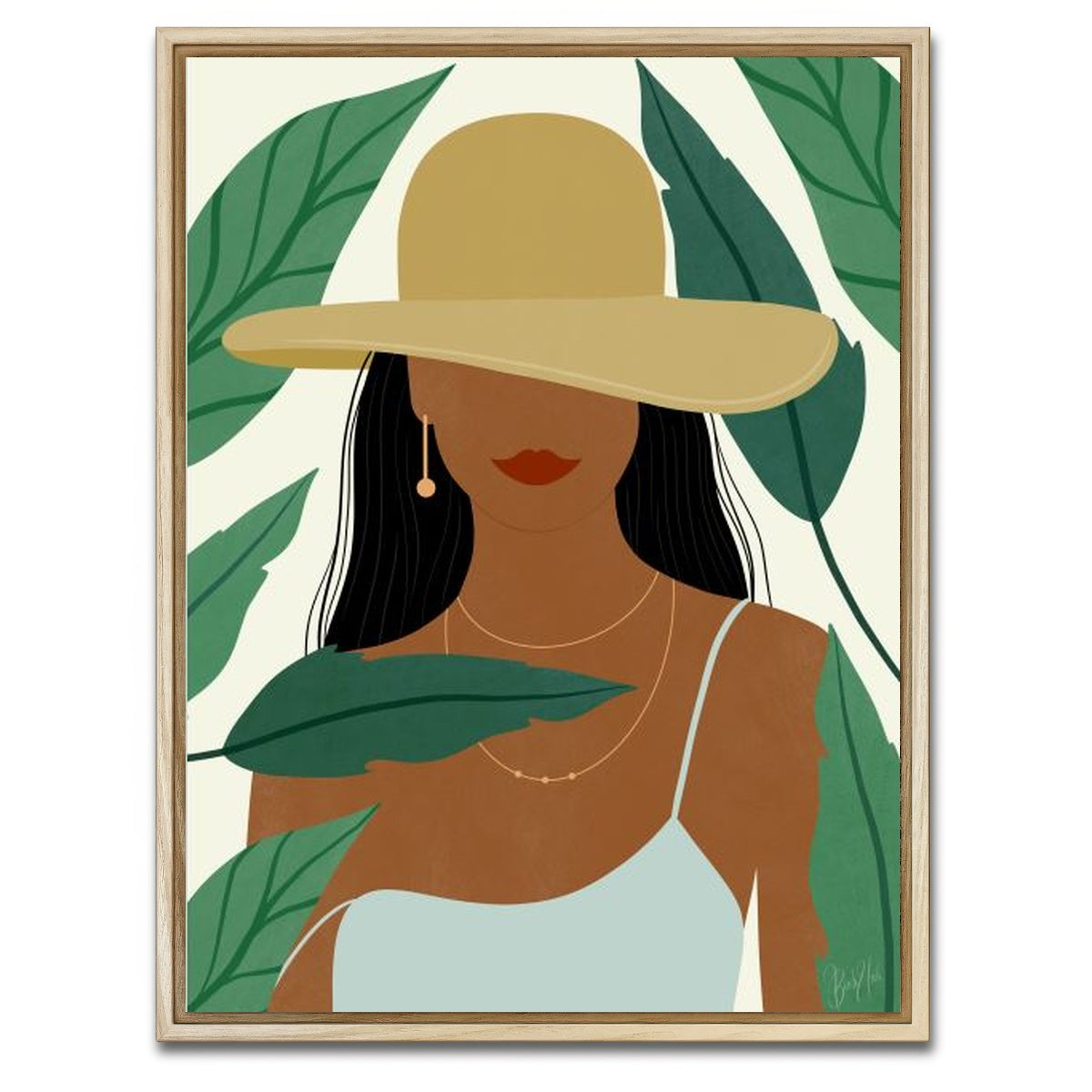 AUTO-MOCKUP WHITE | Tropical Girl | 1 Piece | Natural Framed Canvas | group=3x4