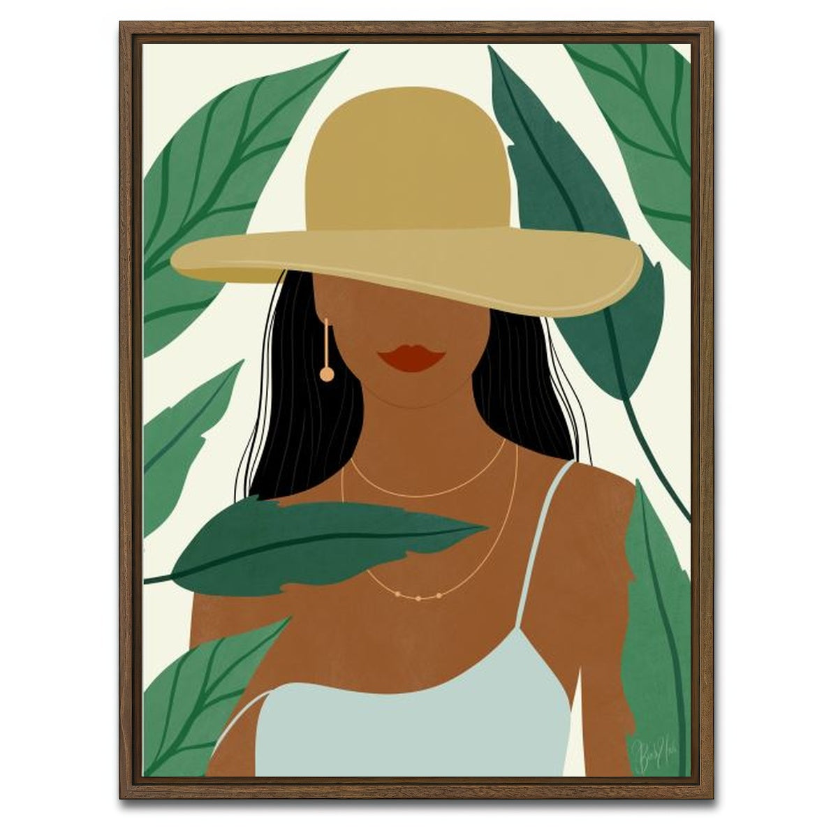 AUTO-MOCKUP WHITE | Tropical Girl | 1 Piece | Walnut Framed Canvas | group=3x4