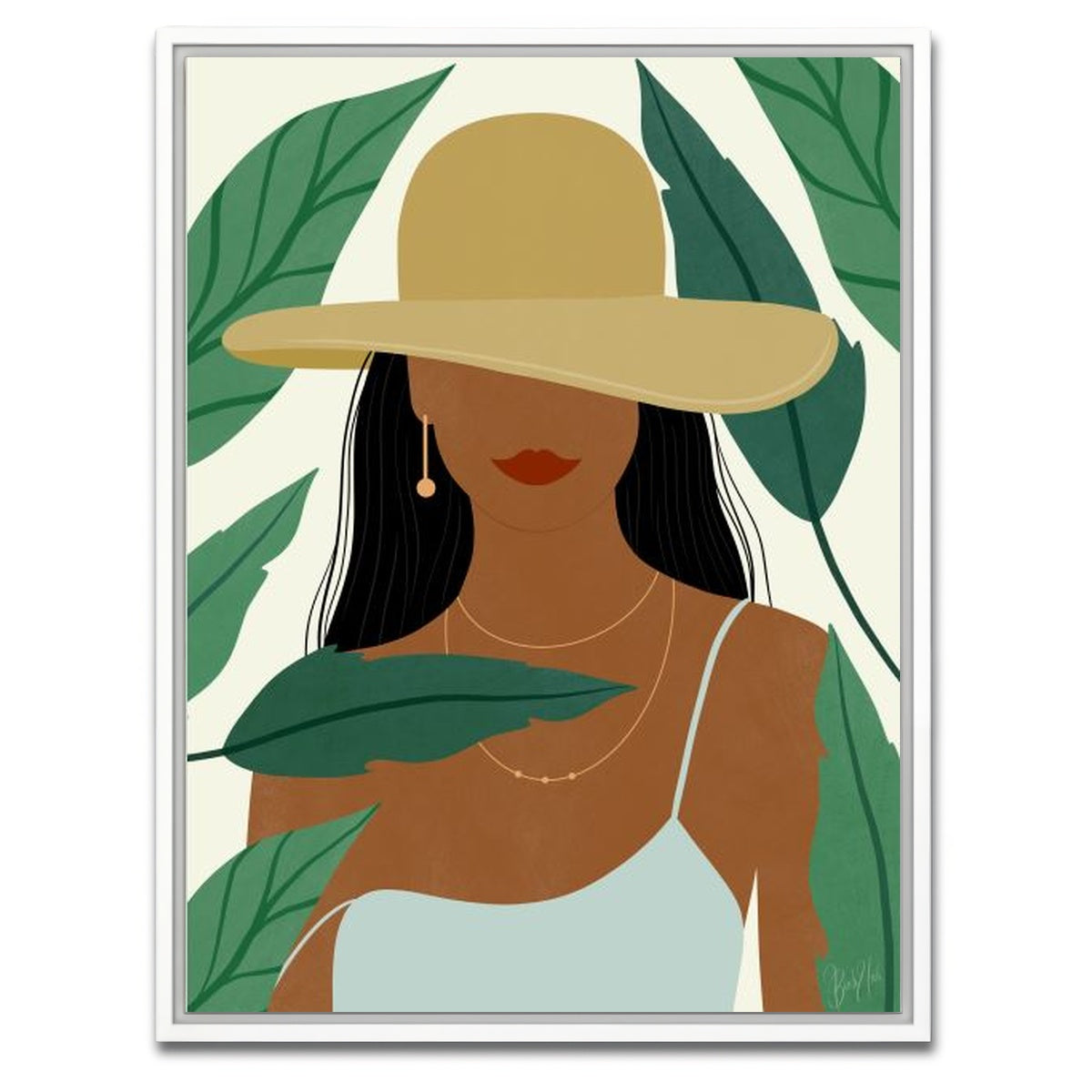 AUTO-MOCKUP WHITE | Tropical Girl | 1 Piece | White Framed Canvas | group=3x4