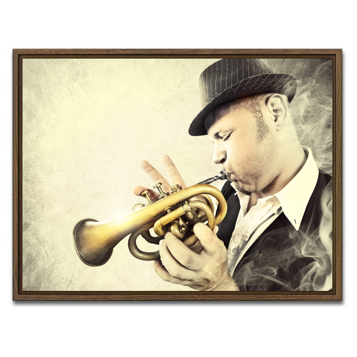 AUTO-MOCKUP WHITE | Trumpet Blues | 1 Piece | Walnut Framed Canvas | group=4x3