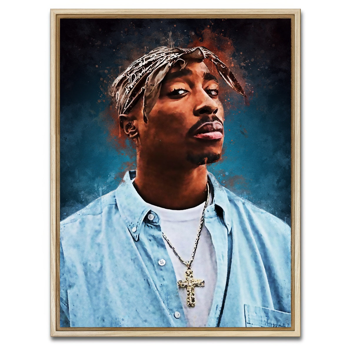 AUTO-MOCKUP WHITE | Tupac Painting | 1 Piece | Natural Framed Canvas | group=3x4