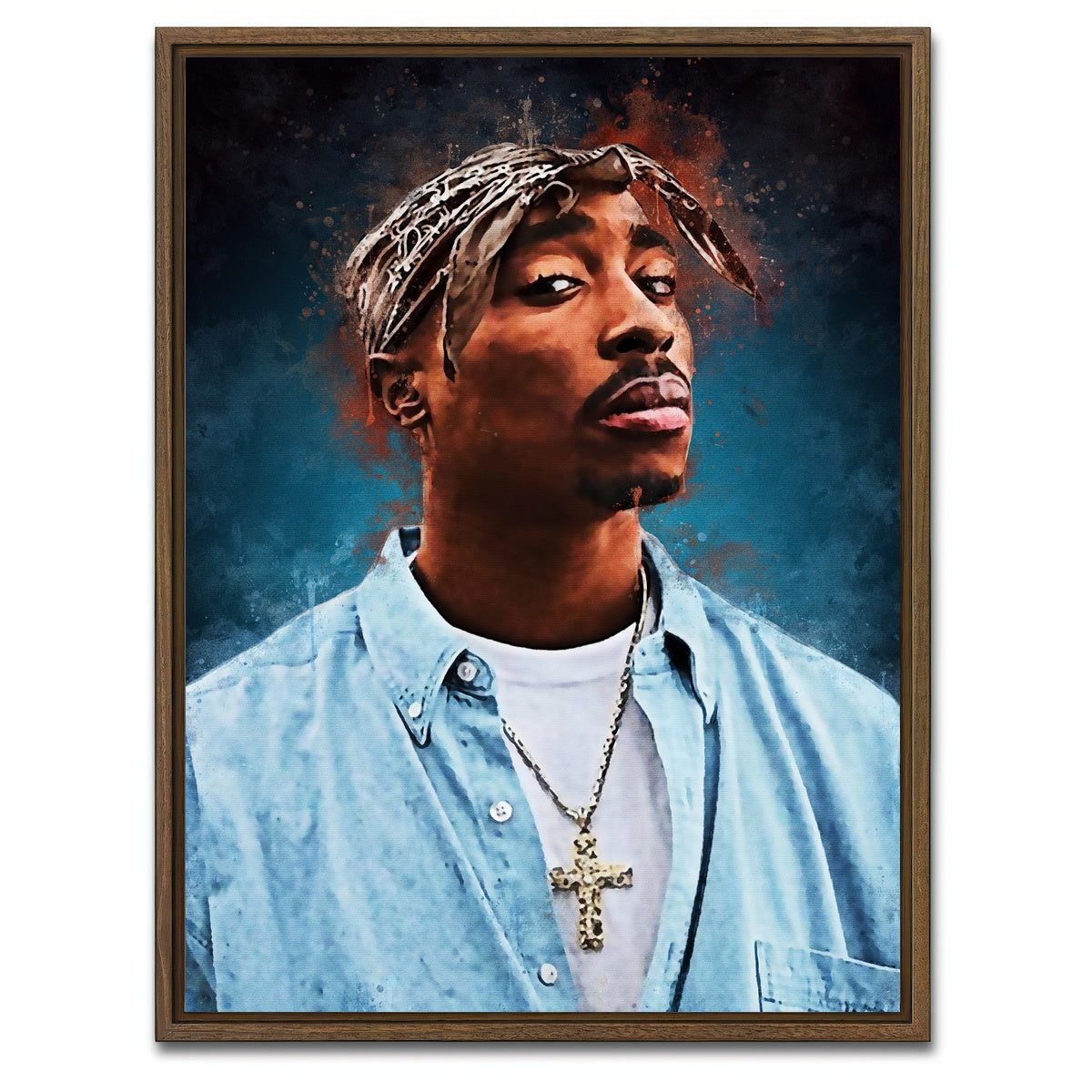AUTO-MOCKUP WHITE | Tupac Painting | 1 Piece | Walnut Framed Canvas | group=3x4