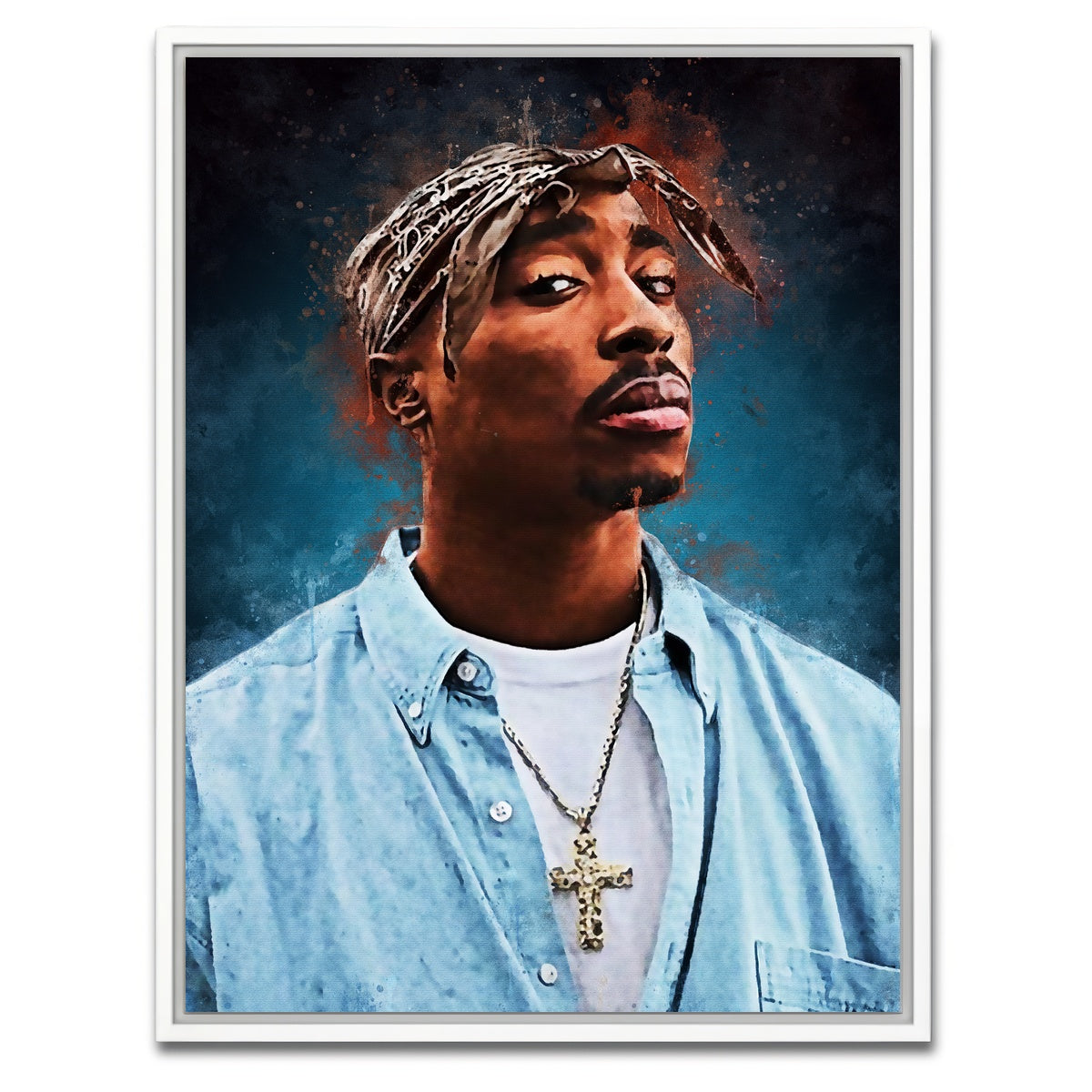 AUTO-MOCKUP WHITE | Tupac Painting | 1 Piece | White Framed Canvas | group=3x4