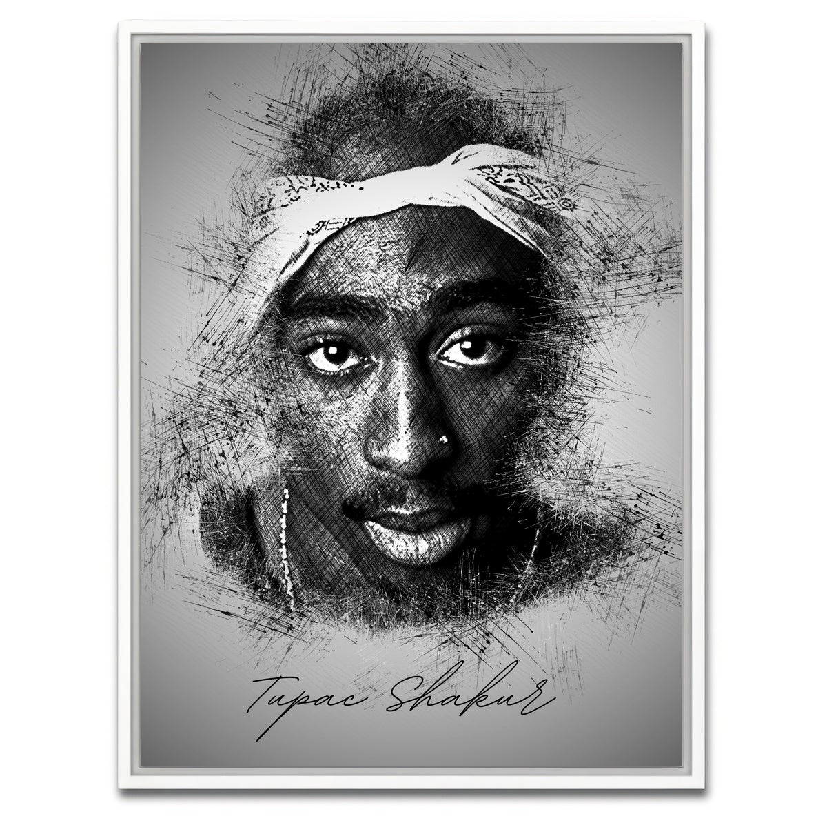 AUTO-MOCKUP WHITE | Tupac Shakur Sketch | 1 Piece | White Framed Canvas | group=3x4