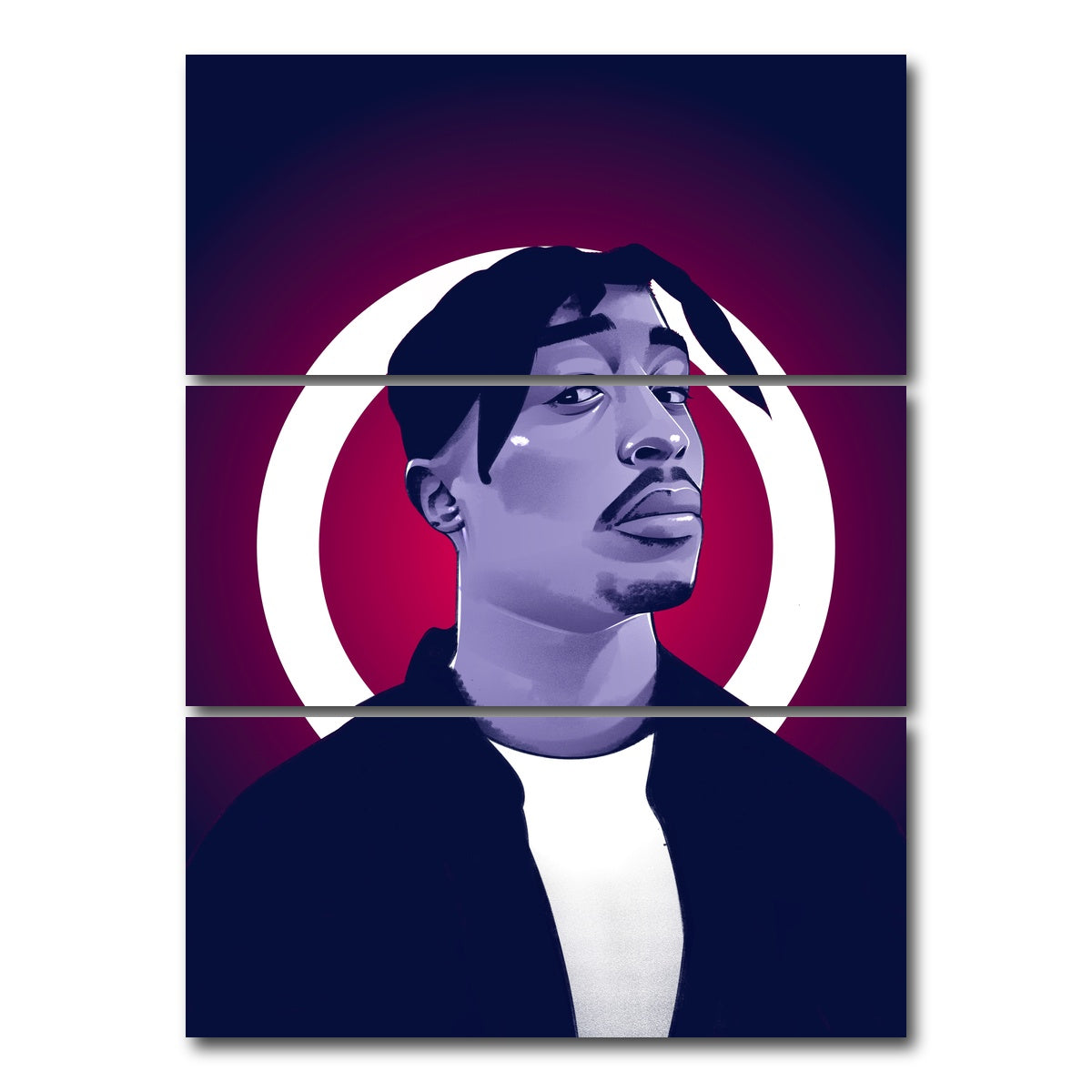 AUTO-MOCKUP WHITE | Tupac Shakur | 3 Piece | Gallery Wrap Canvas | group=8x18_stacked