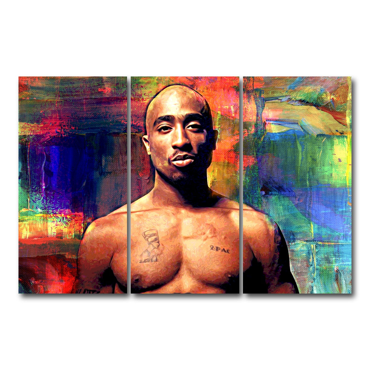 AUTO-MOCKUP WHITE | Tupac | 3 Piece | Gallery Wrap Canvas | group=12x24