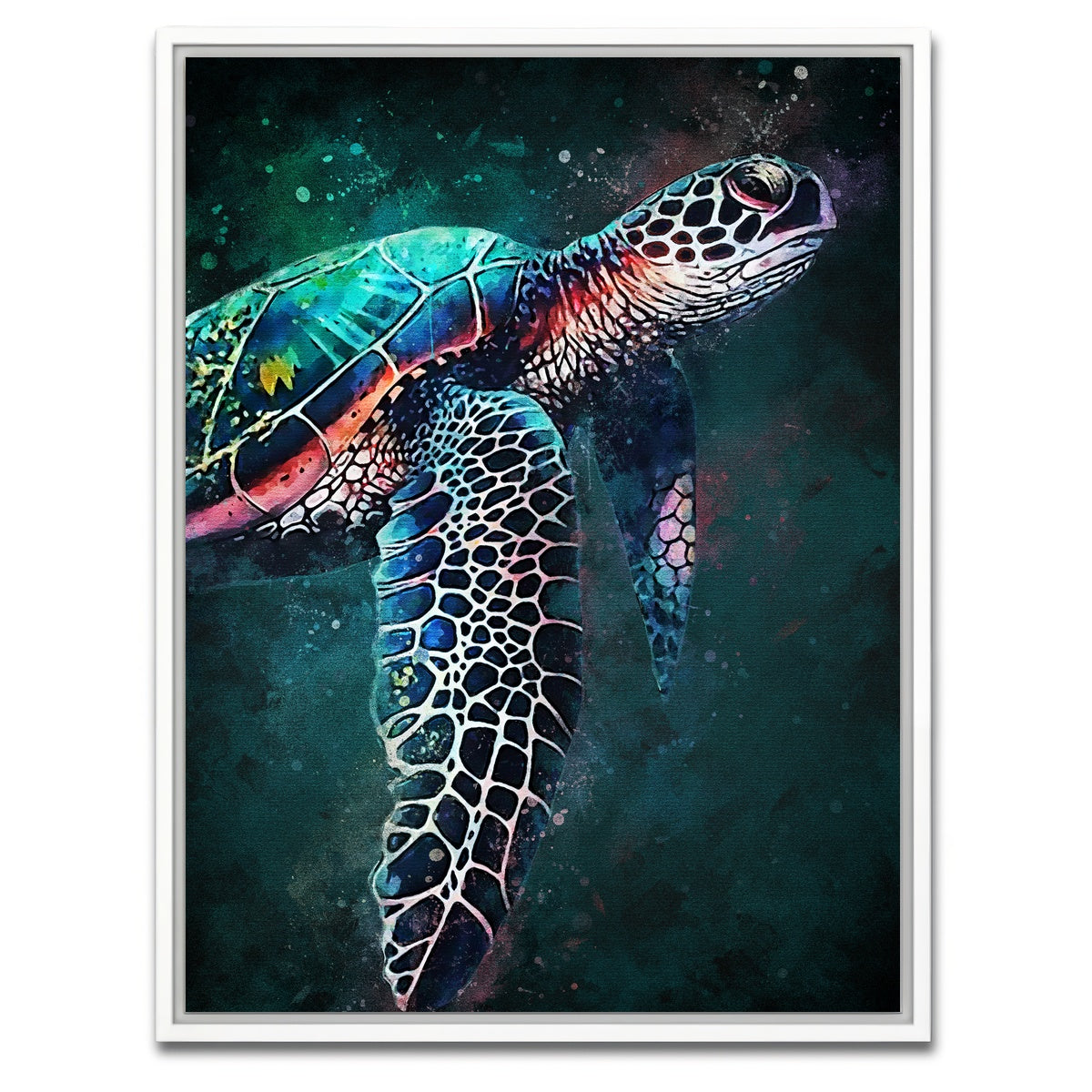 AUTO-MOCKUP WHITE | Turtle Abstract | 1 Piece | White Framed Canvas | group=3x4