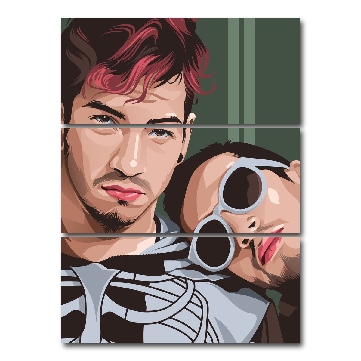 AUTO-MOCKUP WHITE | Twenty One Pilots Green | 3 Piece | Gallery Wrap Canvas | group=8x18_stacked