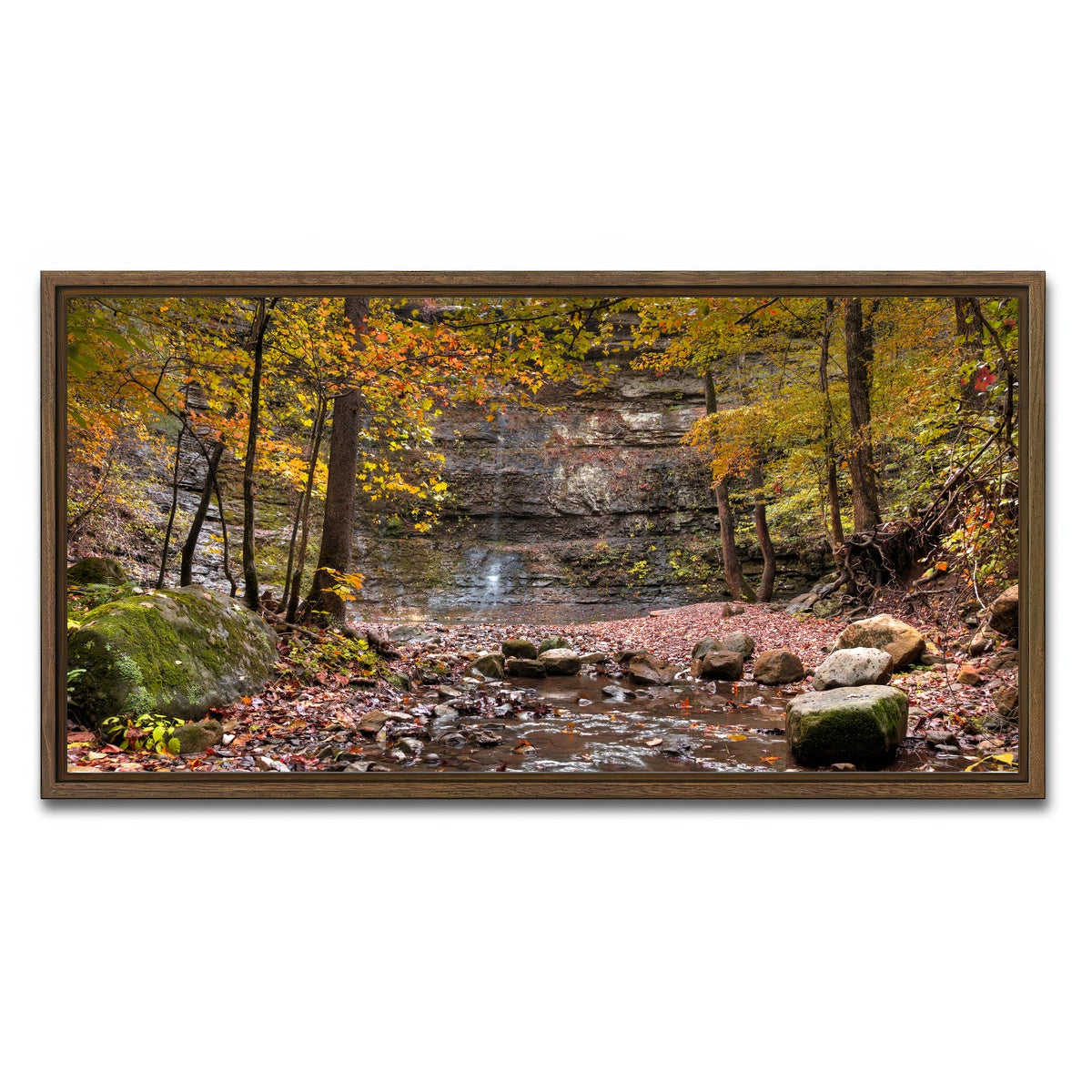 AUTO-MOCKUP WHITE | Twin Falls Autumn | 1 Piece | Walnut Framed Canvas | group=2x1