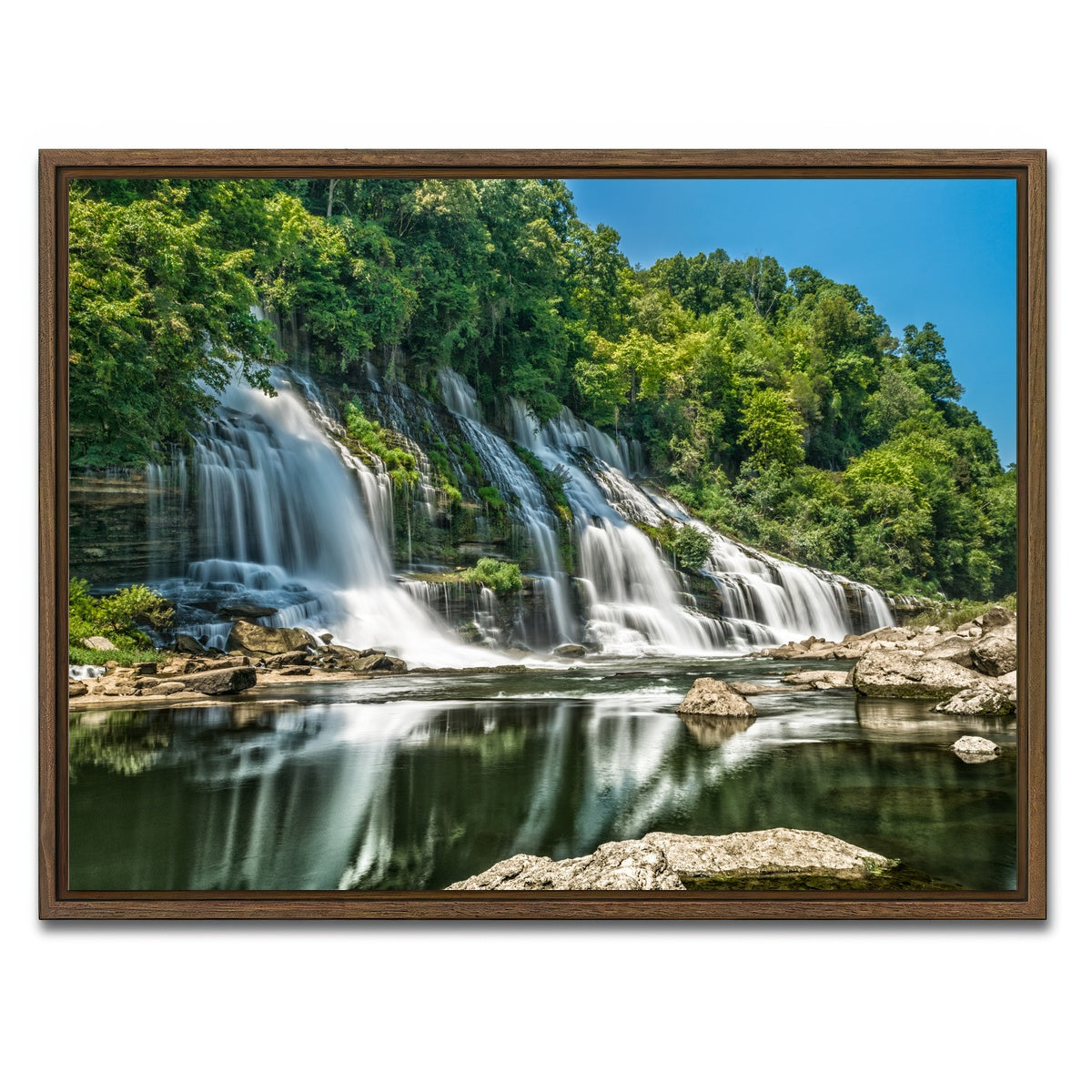 AUTO-MOCKUP WHITE | Twin Falls | 1 Piece | Walnut Framed Canvas | group=4x3