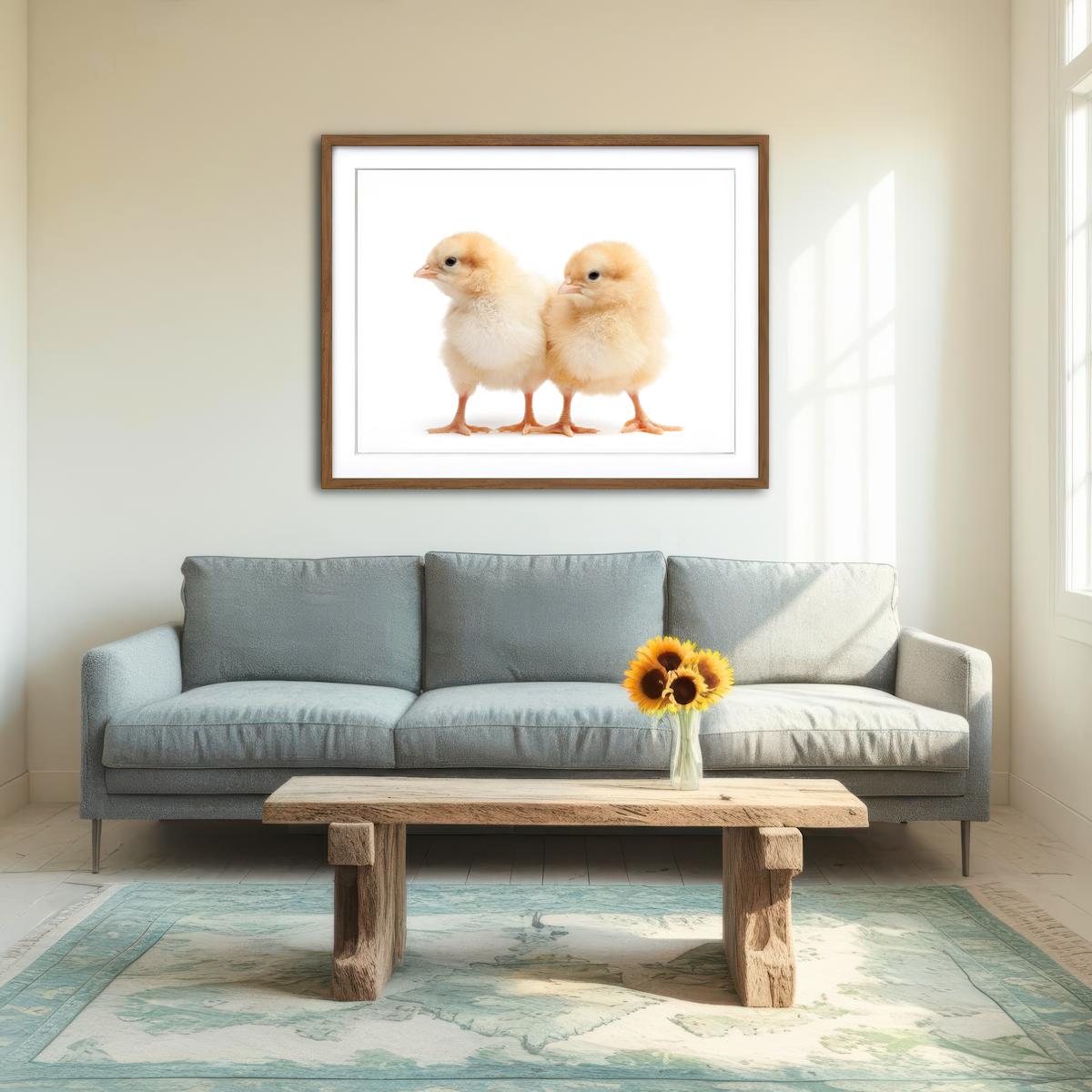 AUTO-MOCKUP ROOM | Two Baby Chickens Wall Art