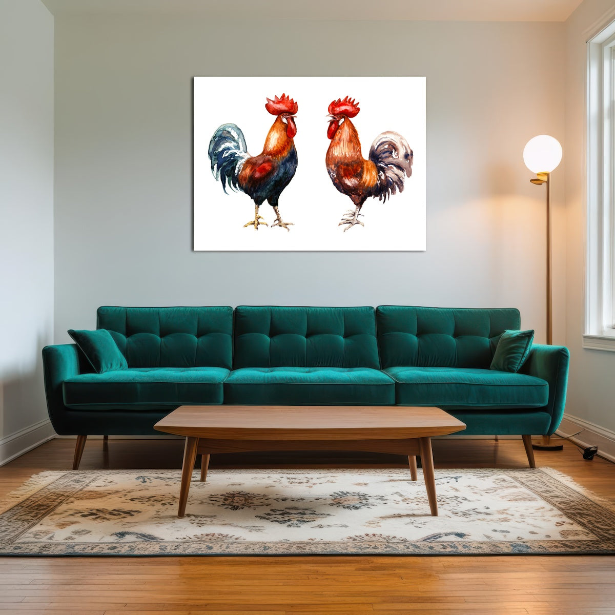 AUTO-MOCKUP ROOM | Two red roosters