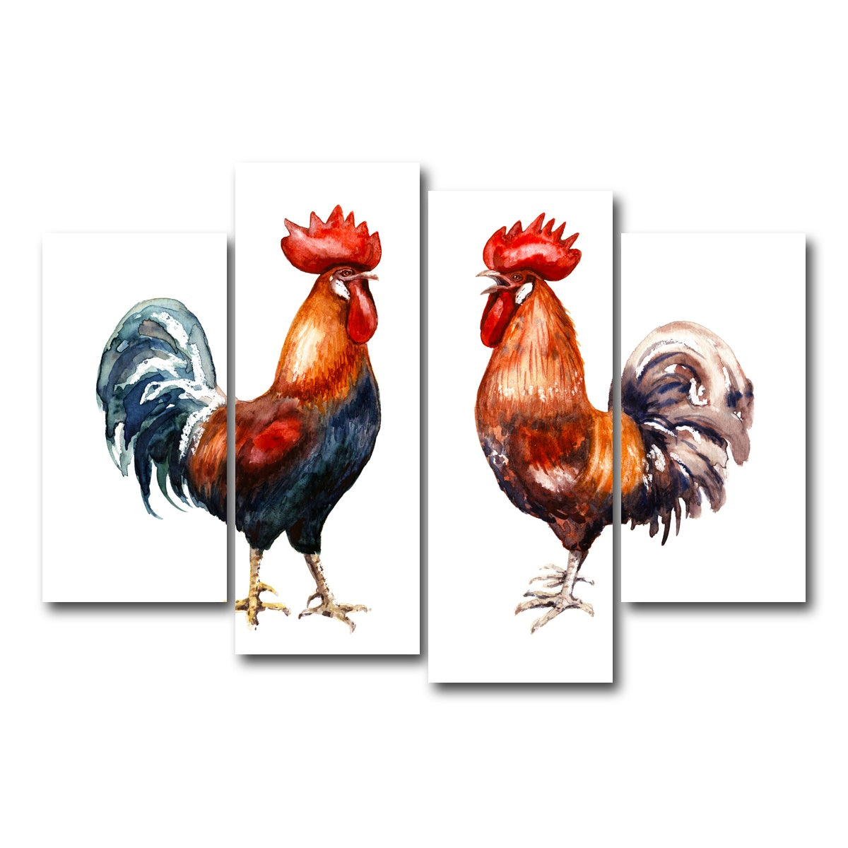 AUTO-MOCKUP WHITE | Two red roosters | 4 Piece | Gallery Wrap Canvas | group=4_short