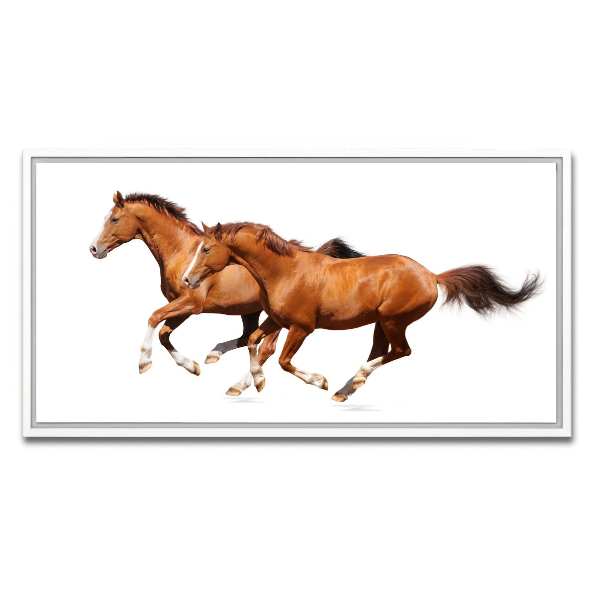 AUTO-MOCKUP WHITE | Two sorrel horses | 1 Piece | White Framed Canvas | group=2x1