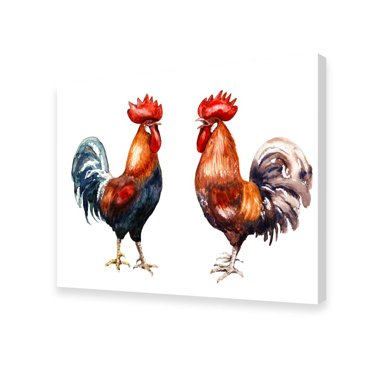 Two Red Roosters Wall Art
