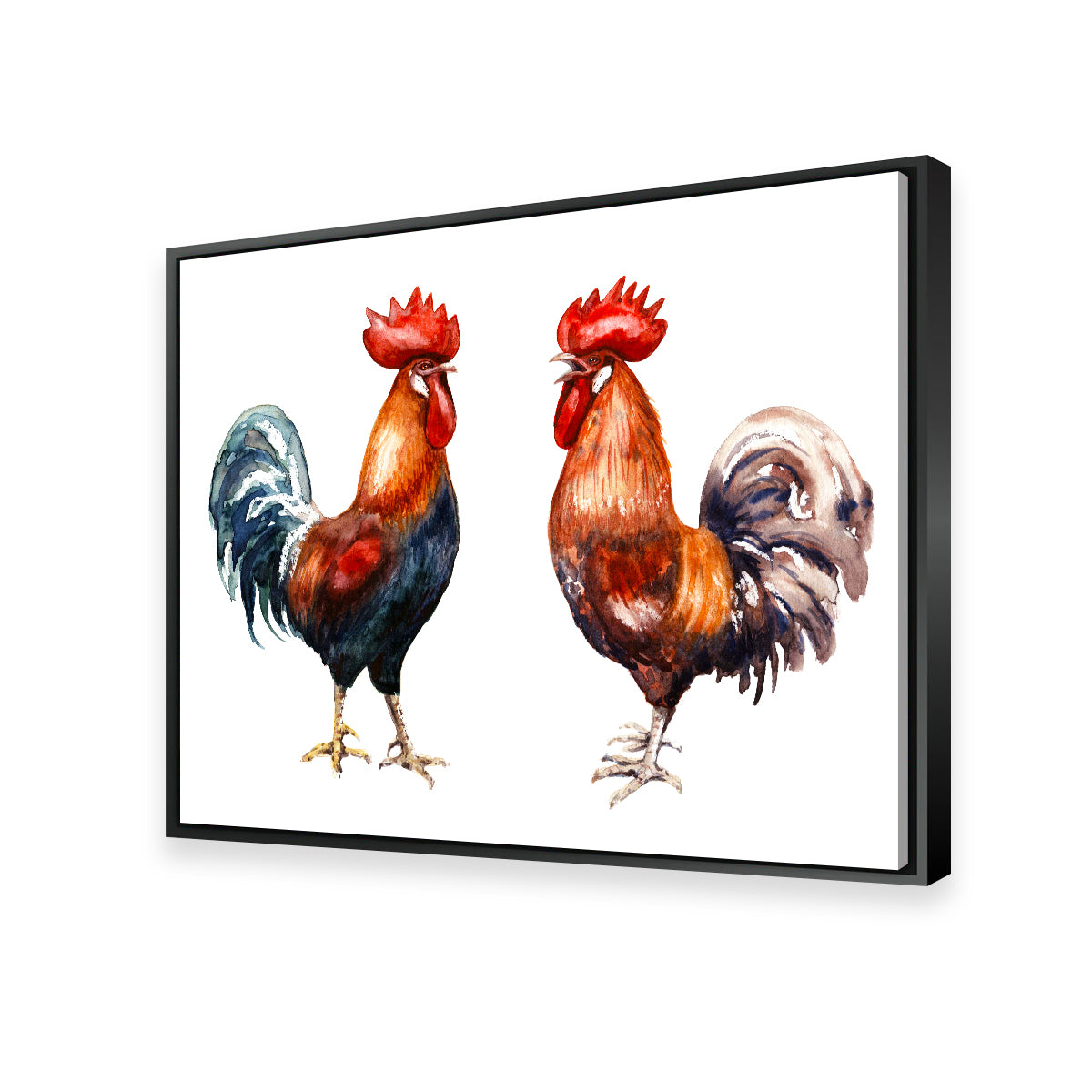 Two Red Roosters Wall Art