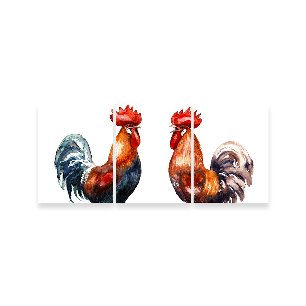 Two Red Roosters Wall Art
