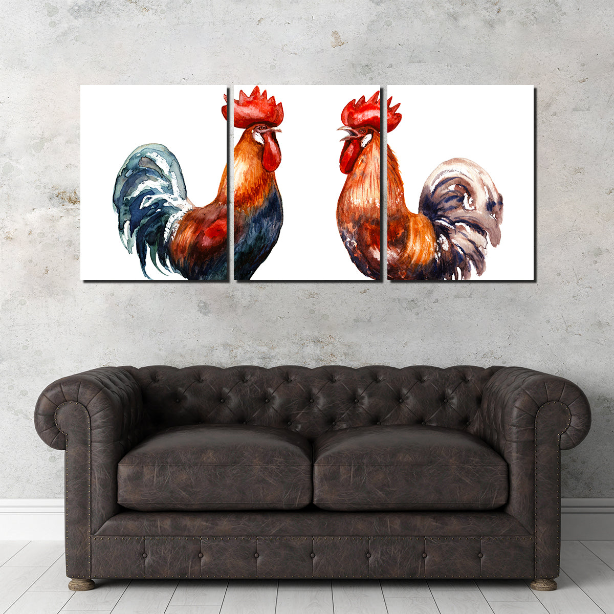 Two Red Roosters Wall Art