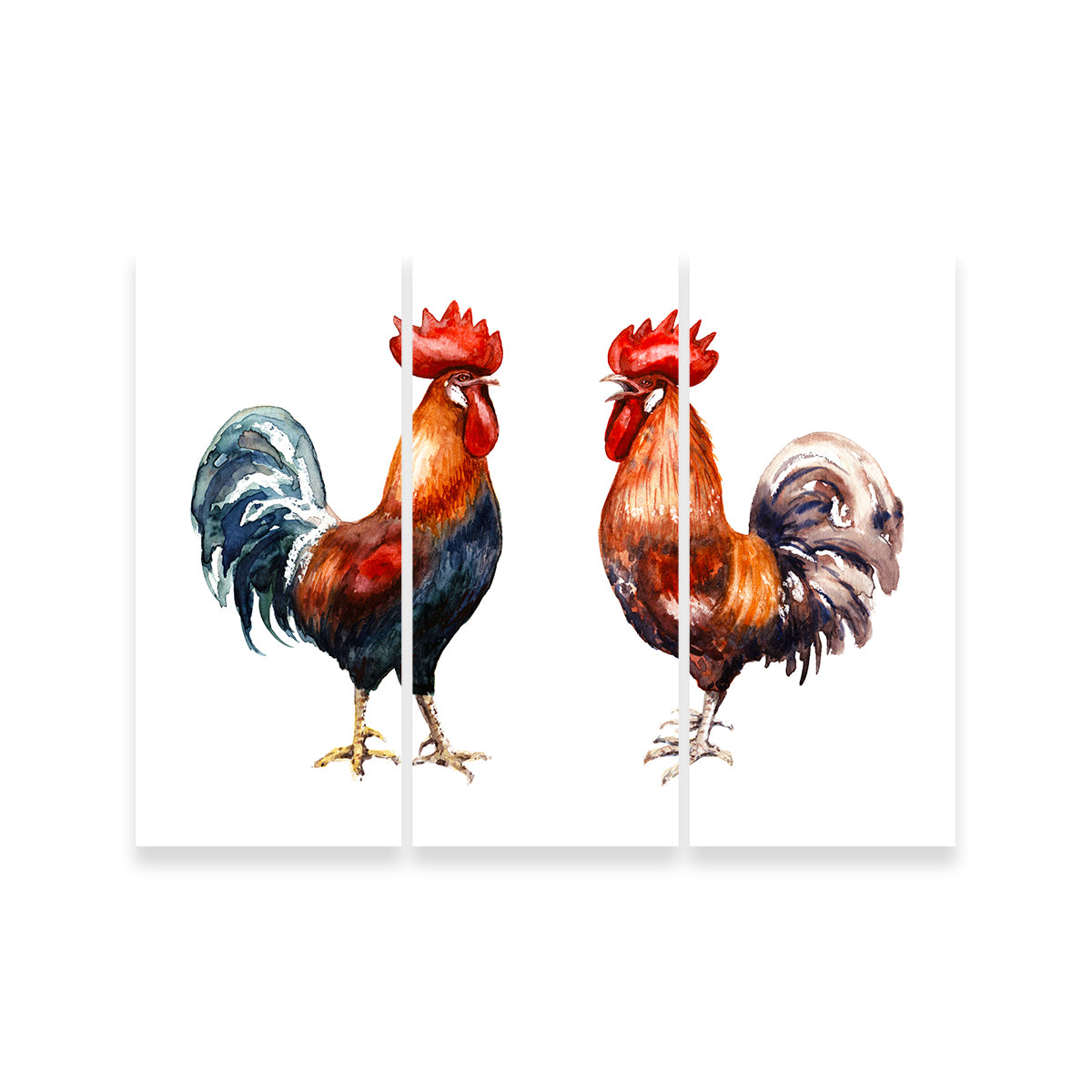 Two Red Roosters Wall Art
