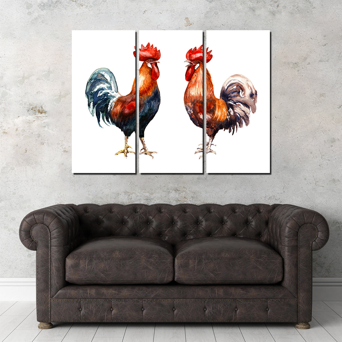 Two Red Roosters Wall Art