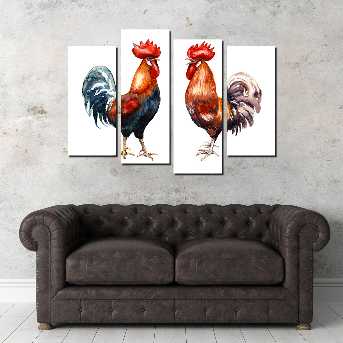 Two Red Roosters Wall Art