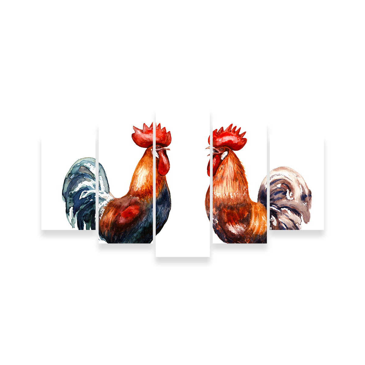 Two Red Roosters Wall Art