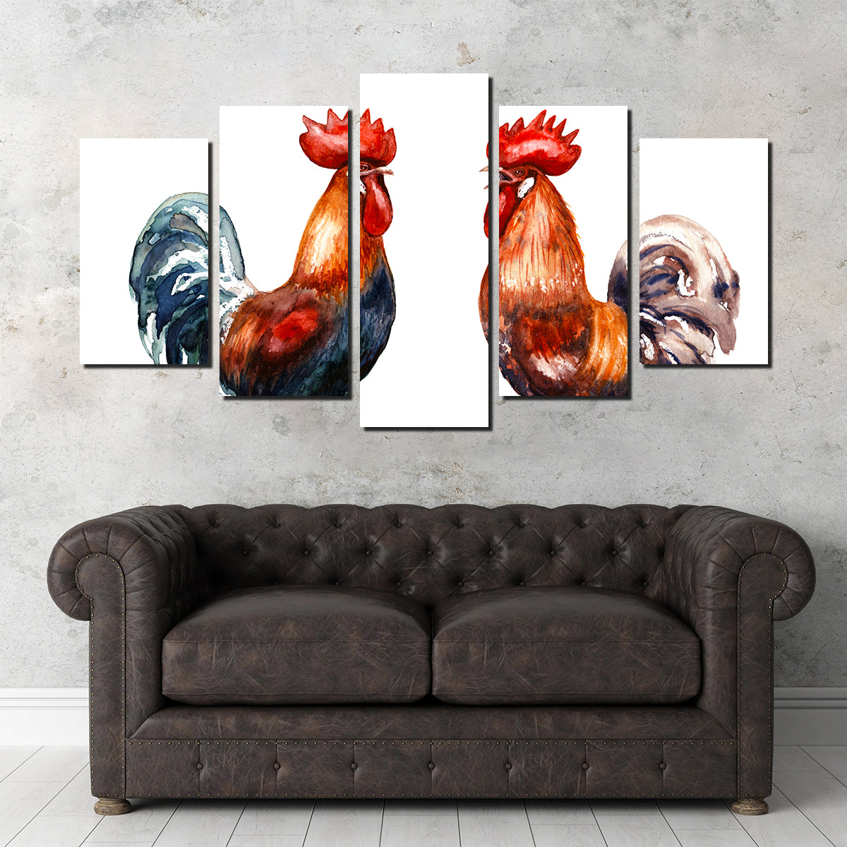 Two Red Roosters Wall Art