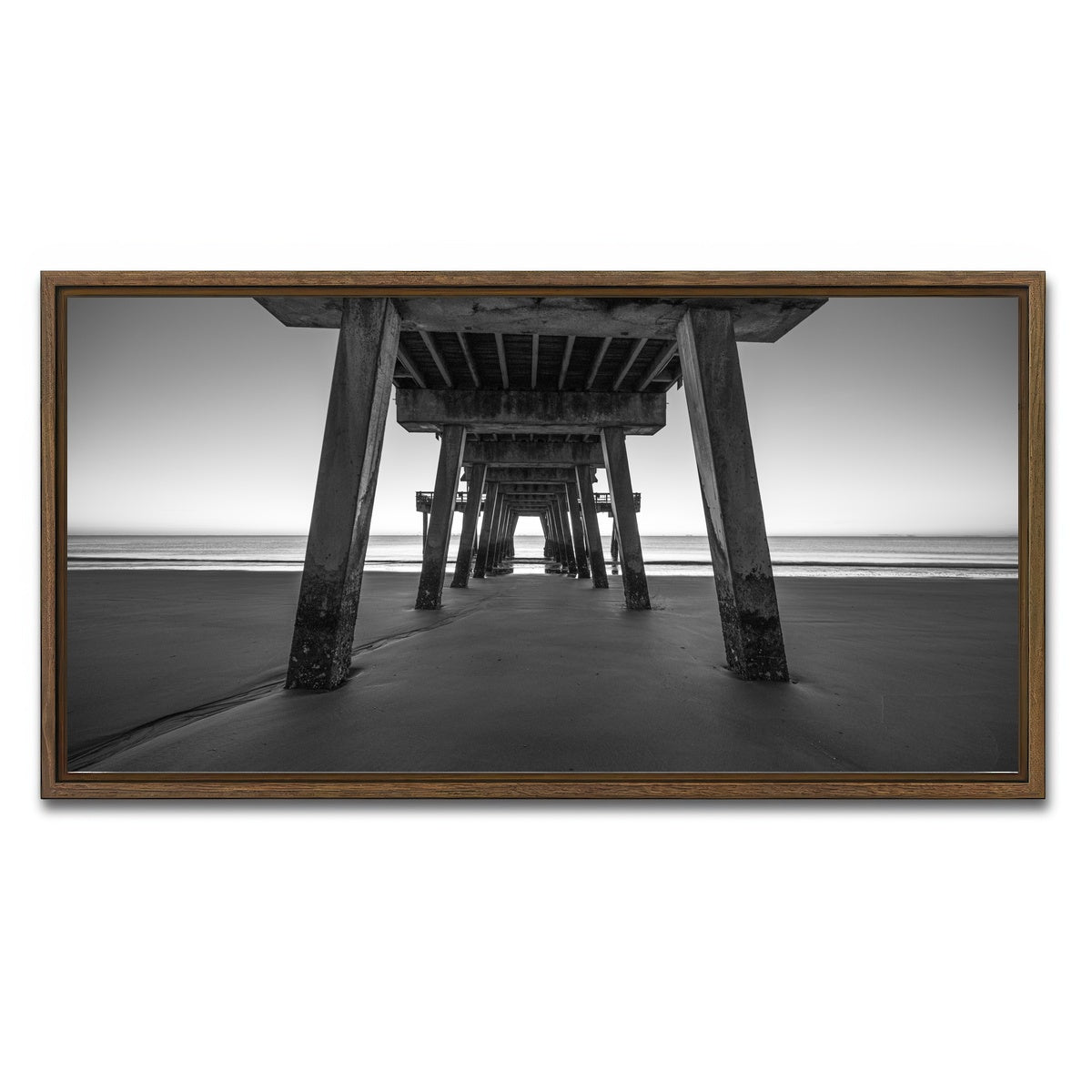 AUTO-MOCKUP WHITE | Tybee Island Black & White | 1 Piece | Walnut Framed Canvas | group=2x1