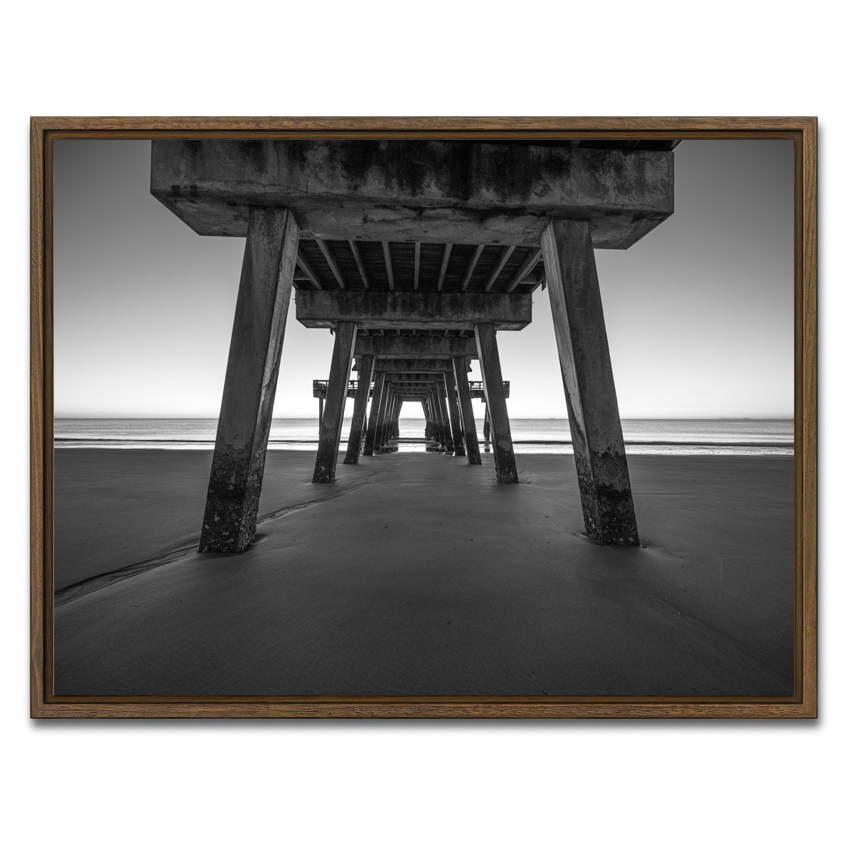 AUTO-MOCKUP WHITE | Tybee Island Black & White | 1 Piece | Walnut Framed Canvas | group=4x3
