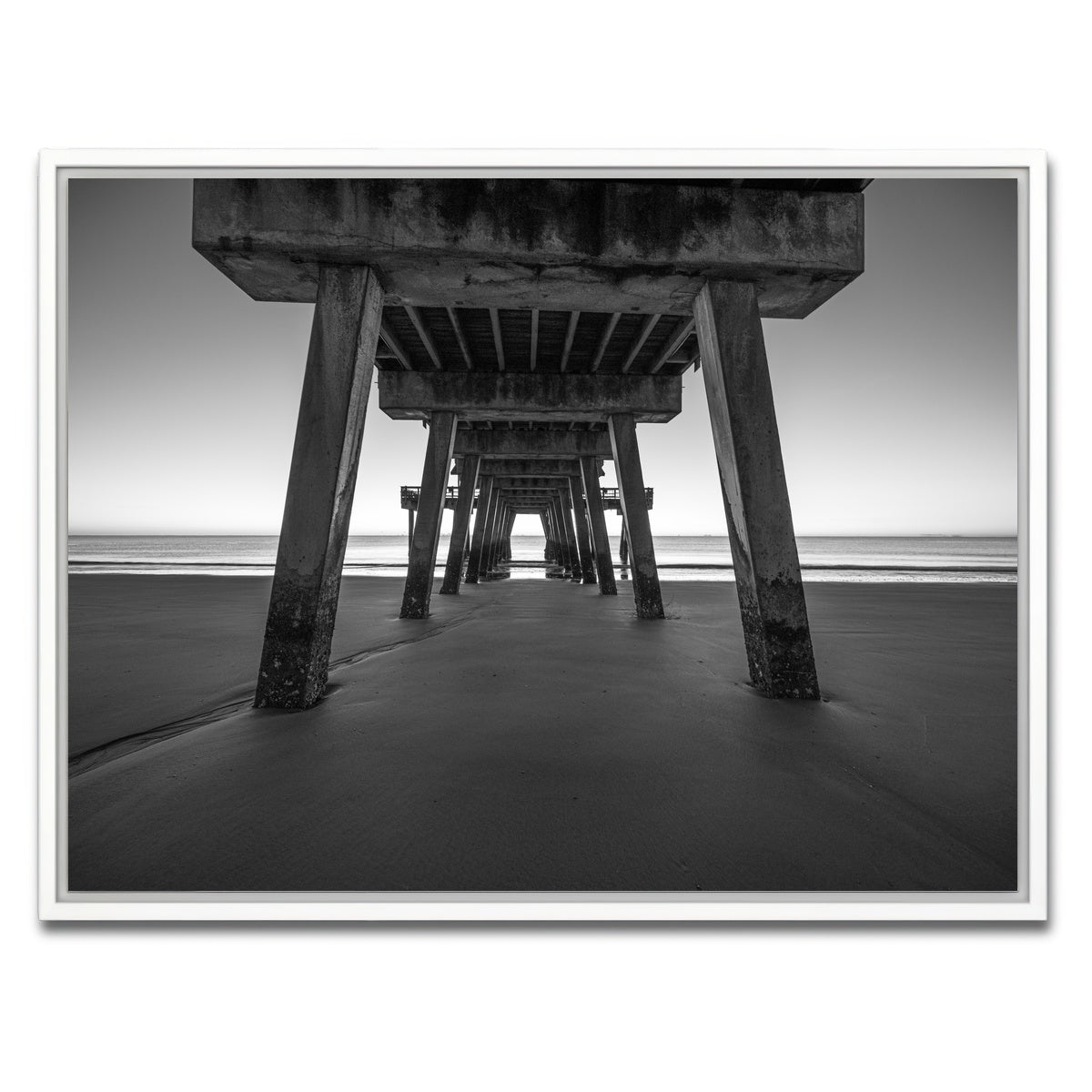 AUTO-MOCKUP WHITE | Tybee Island Black & White | 1 Piece | White Framed Canvas | group=4x3