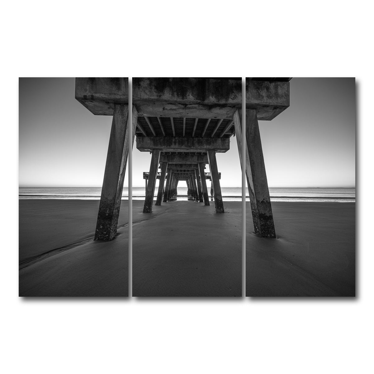AUTO-MOCKUP WHITE | Tybee Island Black & White | 3 Piece | Gallery Wrap Canvas | group=12x24