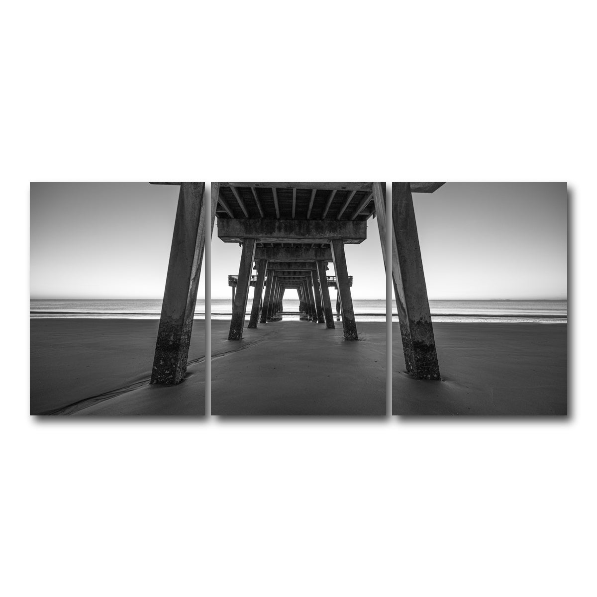 AUTO-MOCKUP WHITE | Tybee Island Black & White | 3 Piece | Gallery Wrap Canvas | group=18x24