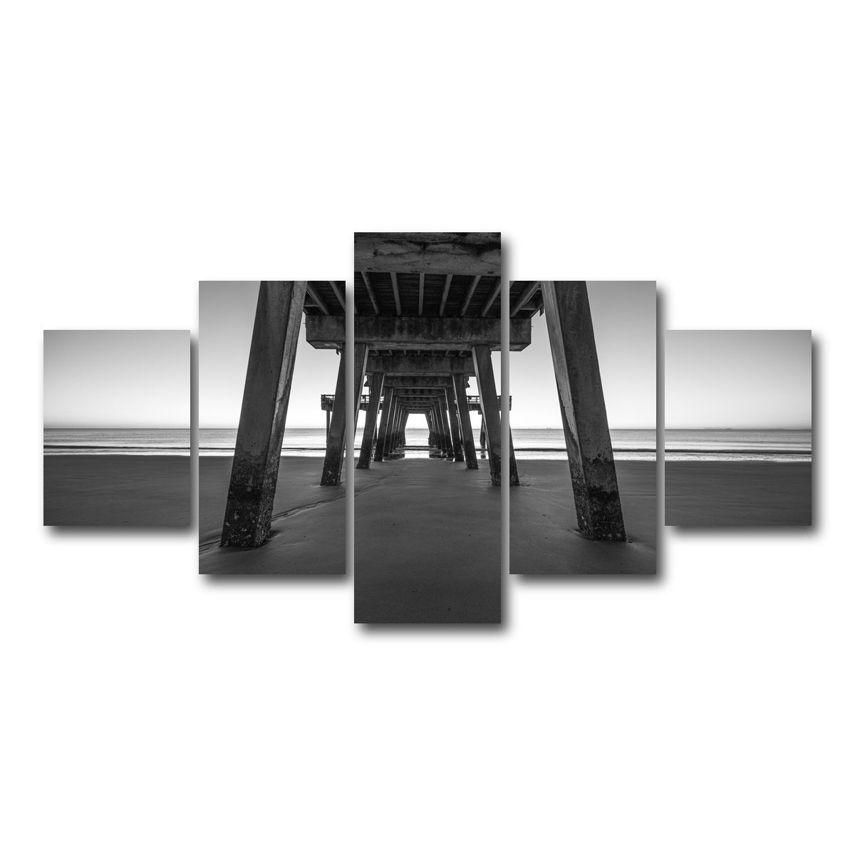 AUTO-MOCKUP WHITE | Tybee Island Black & White | 5 Piece | Gallery Wrap Canvas | group=5_short