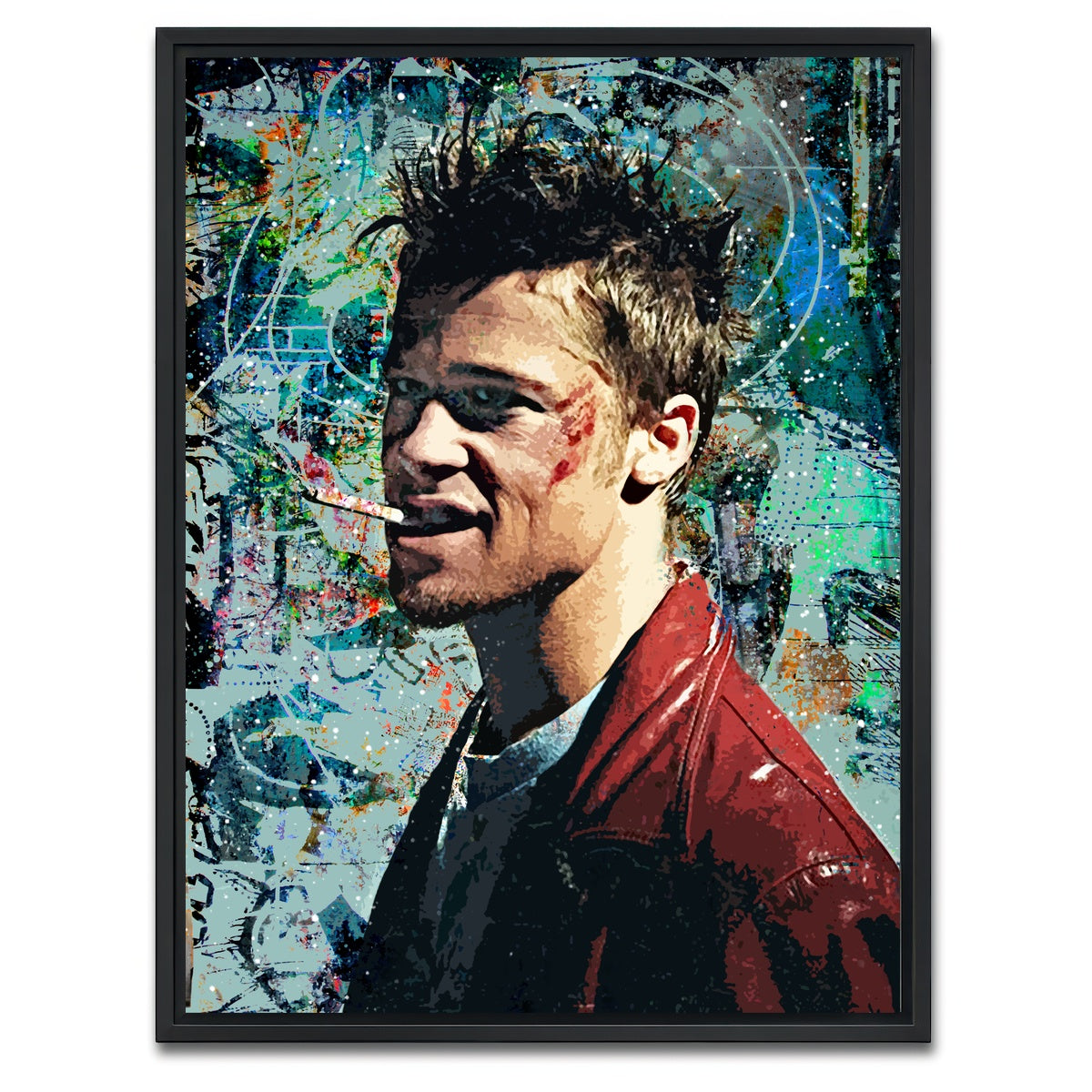 AUTO-MOCKUP WHITE | Tyler Durden Graffiti | 1 Piece | Black Framed Canvas | group=3x4