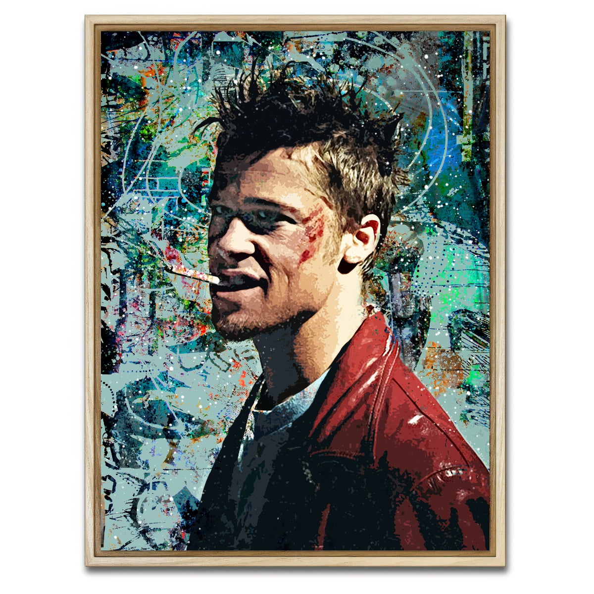 AUTO-MOCKUP WHITE | Tyler Durden Graffiti | 1 Piece | Natural Framed Canvas | group=3x4