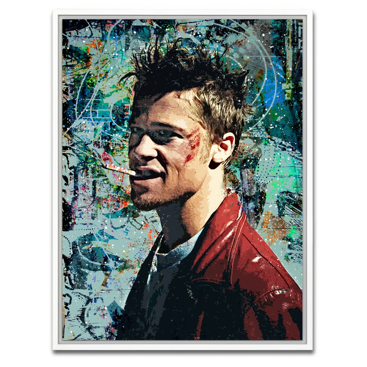 AUTO-MOCKUP WHITE | Tyler Durden Graffiti | 1 Piece | White Framed Canvas | group=3x4