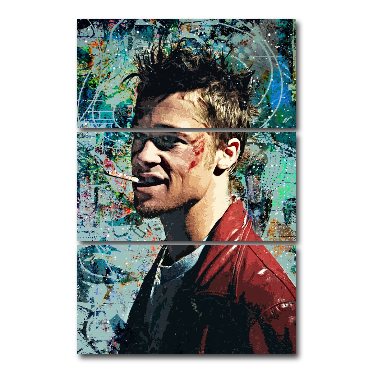 AUTO-MOCKUP WHITE | Tyler Durden Graffiti | 3 Piece | Gallery Wrap Canvas | group=12x24_stacked