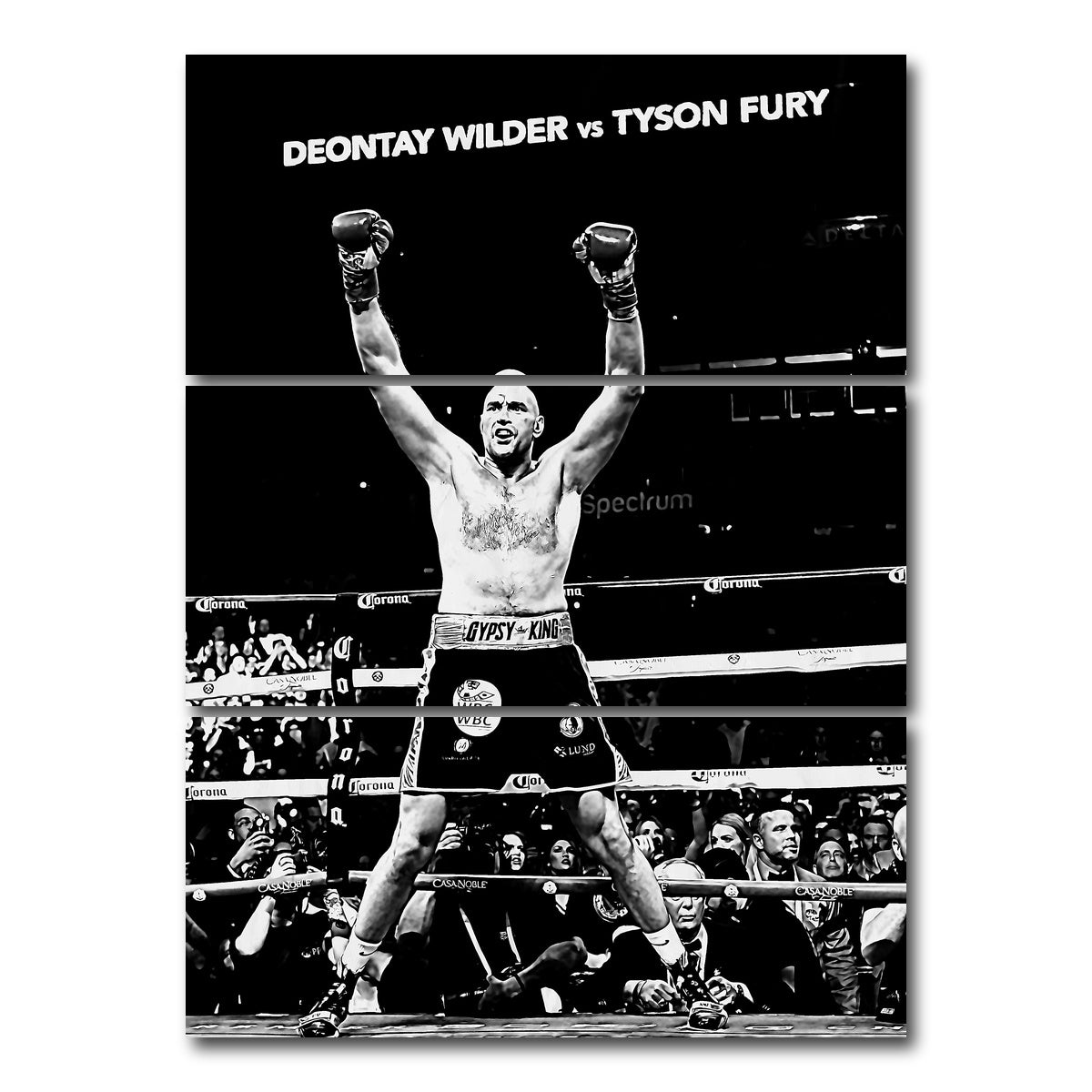 AUTO-MOCKUP WHITE | Tyson Fury Grayscale | 3 Piece | Gallery Wrap Canvas | group=8x18_stacked