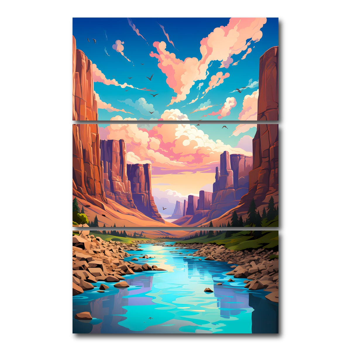 AUTO-MOCKUP WHITE | USA - Grand Canyon | 3 Piece | Gallery Wrap Canvas | group=12x24_stacked