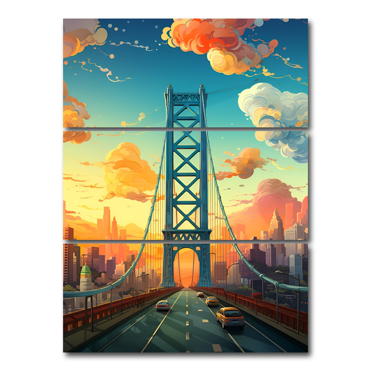 AUTO-MOCKUP WHITE | USA - Los Angeles | 3 Piece | Gallery Wrap Canvas | group=8x18_stacked