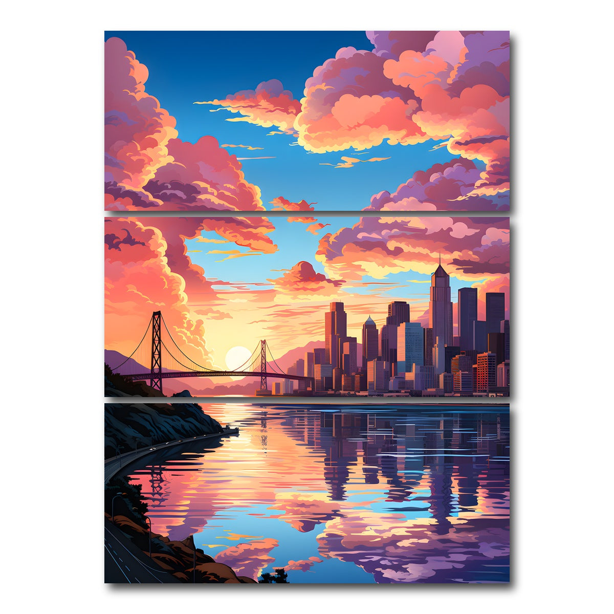 AUTO-MOCKUP WHITE | USA - San Francisco | 3 Piece | Gallery Wrap Canvas | group=8x18_stacked