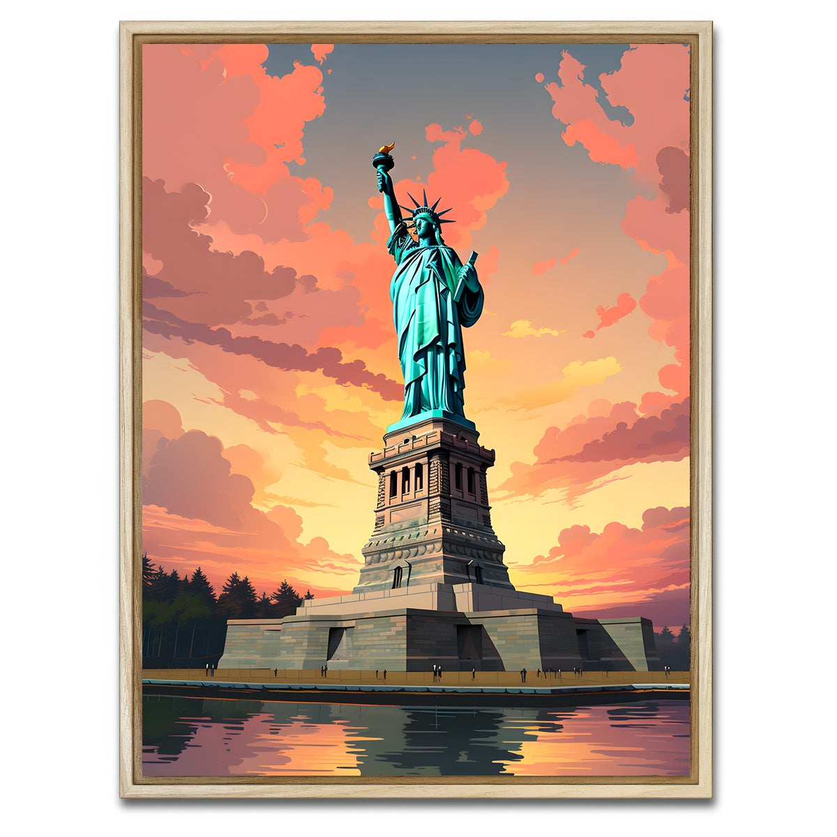 AUTO-MOCKUP WHITE | USA - Statue of Liberty | 1 Piece | Natural Framed Canvas | group=3x4