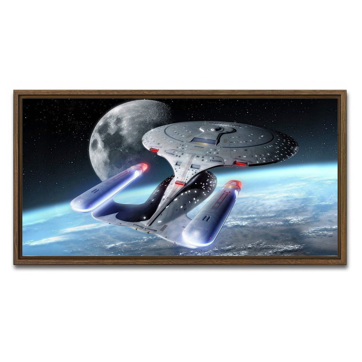 AUTO-MOCKUP WHITE | USS Enterprise-D | 1 Piece | Walnut Framed Canvas | group=2x1