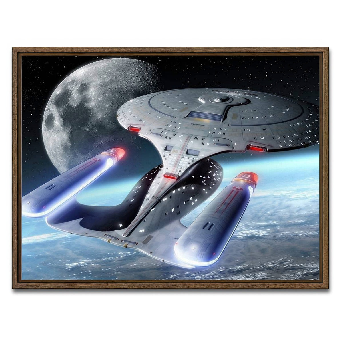 AUTO-MOCKUP WHITE | USS Enterprise-D | 1 Piece | Walnut Framed Canvas | group=4x3