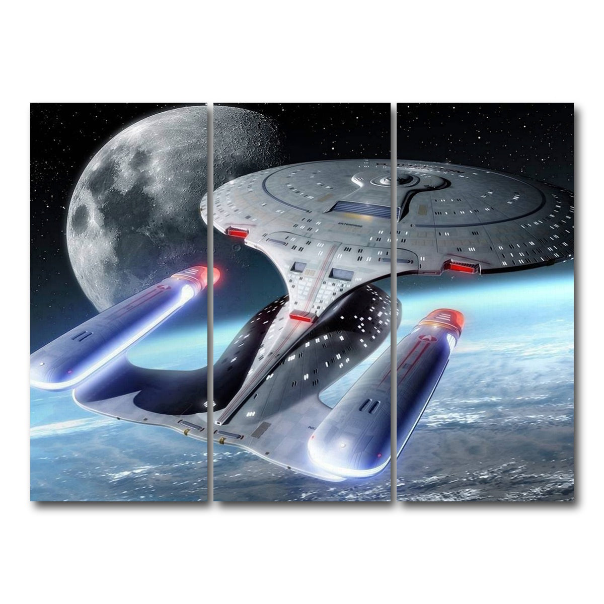 AUTO-MOCKUP WHITE | USS Enterprise-D | 3 Piece | Gallery Wrap Canvas | group=8x18