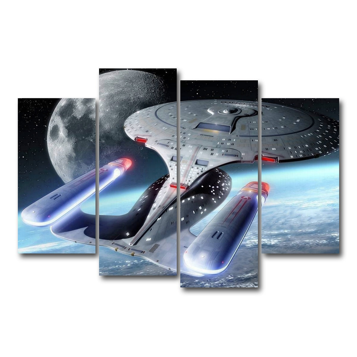 AUTO-MOCKUP WHITE | USS Enterprise-D | 4 Piece | Gallery Wrap Canvas | group=4_short