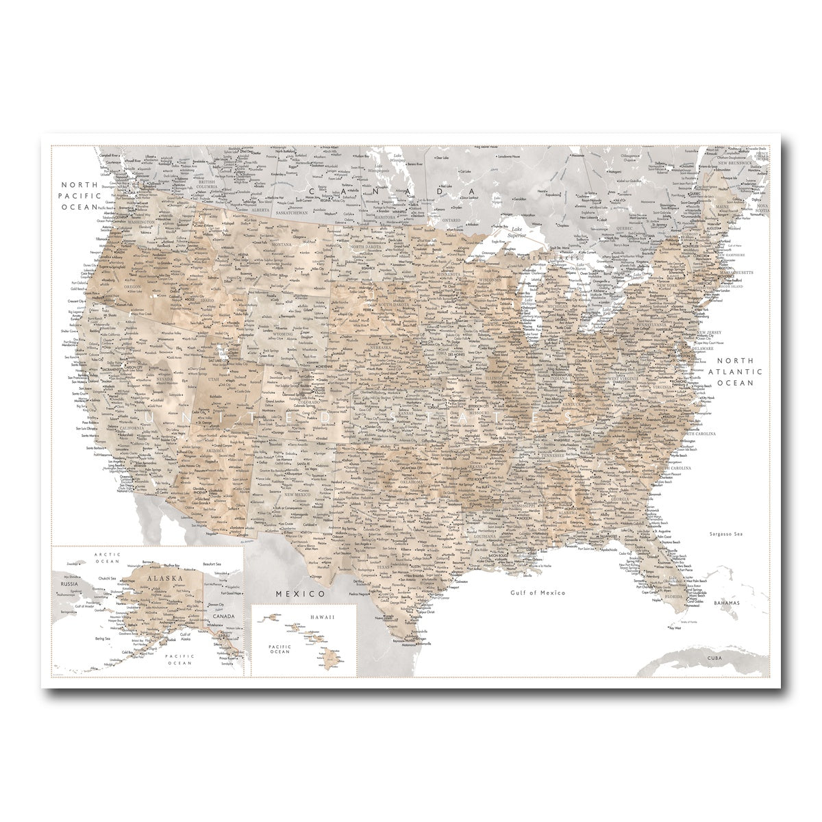 AUTO-MOCKUP WHITE | US Map | 1 Piece | Gallery Wrap Canvas | group=4x3