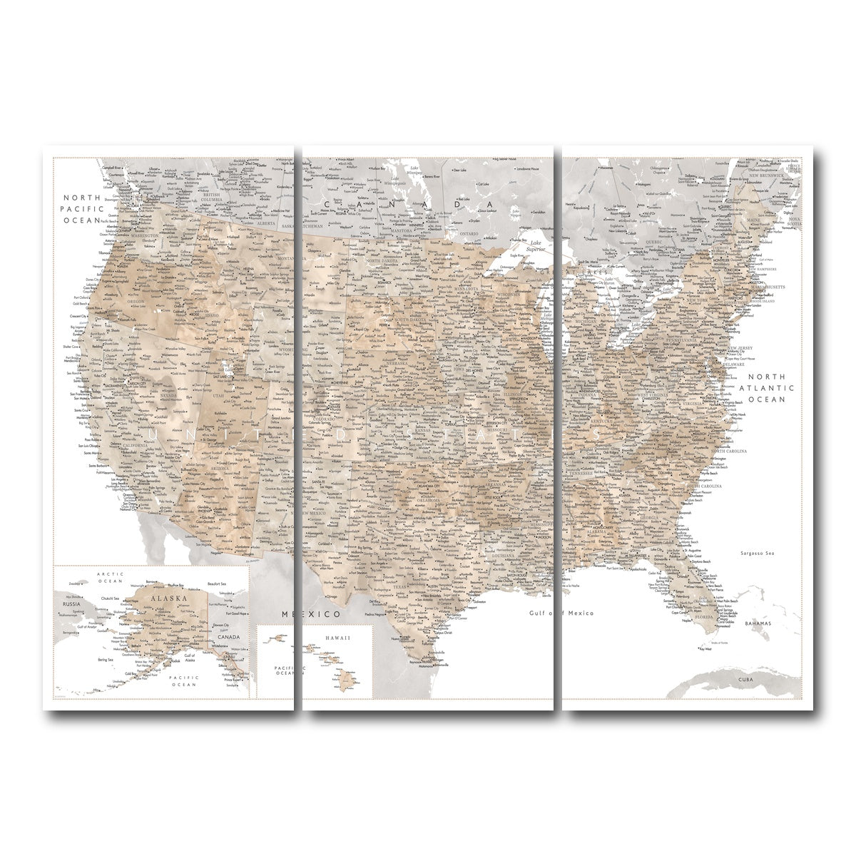 AUTO-MOCKUP WHITE | US Map | 3 Piece | Gallery Wrap Canvas | group=8x18