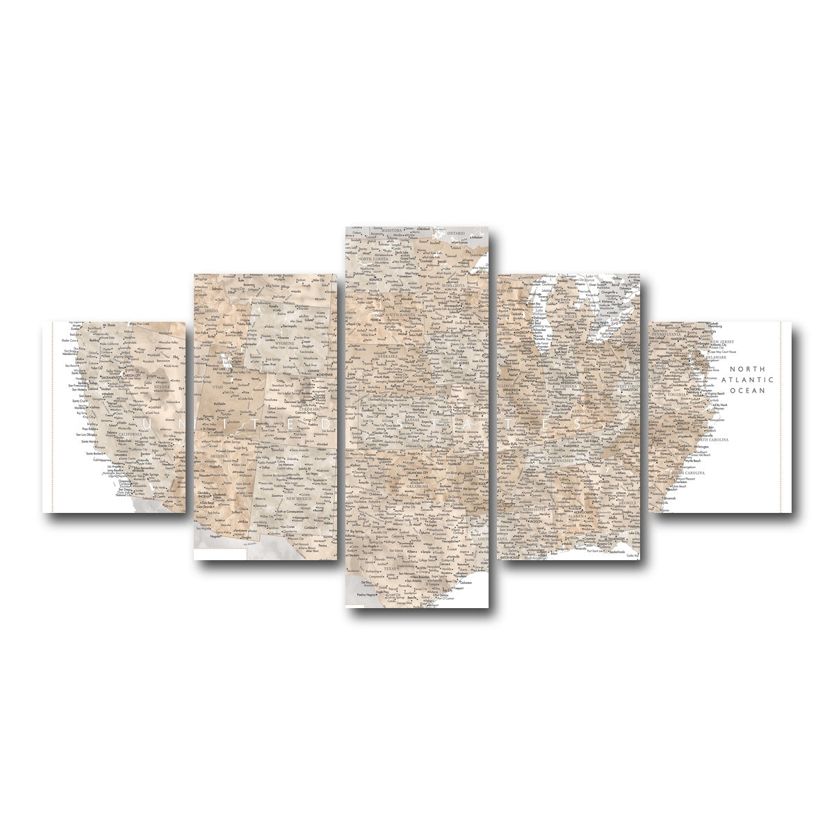 AUTO-MOCKUP WHITE | US Map | 5 Piece | Gallery Wrap Canvas | group=5_short